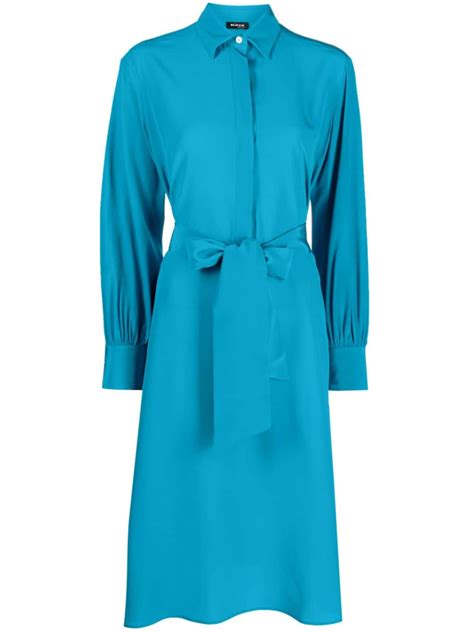 Kiton Pussy Bow Silk Midi Dress Blue FARFETCH UK