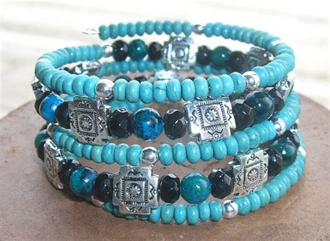 Turquoise Bracelet Memory Wire Bracelet Stone By Mayflowermarket