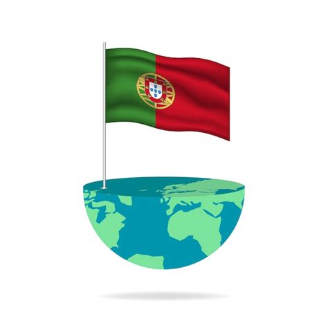 Mastro De Bandeira De Portugal Na Globo Bandeira Acenando Ao Redor Do