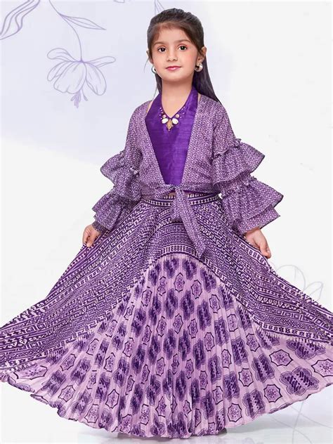 Purple Prinred Jacket Style Lehenga Choli G3 GCS2913 United States