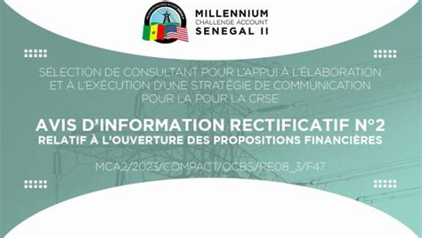 AVIS DINFORMATION RECTIFICATIF N2 RELATIF À LOUVERTURE DES