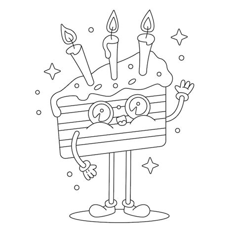 Gâteau d anniversaire mignon de vecteur avec bougies dessin animé de