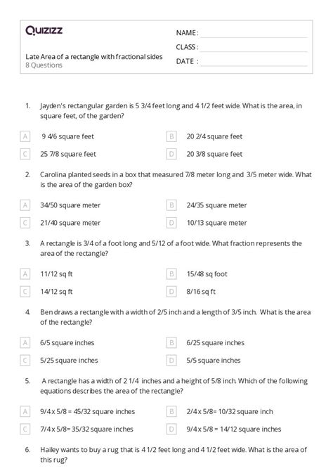 50 Area Of A Rectangle Worksheets For 5th Grade On Quizizz Free And Printable