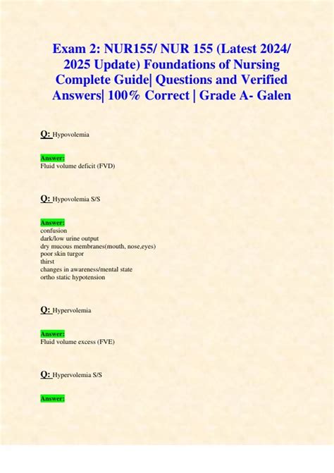 Exam 2 NUR155 NUR 155 Latest 2024 2025 Update Foundations Of