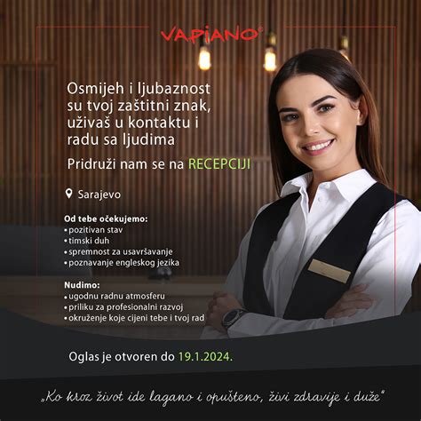 Radnik na recepciji m ž Vapiano Klix Posao