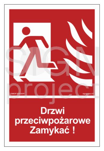 Znak Drzwi przeciwpożarowe Zamykać w lewo Signproject FireTech