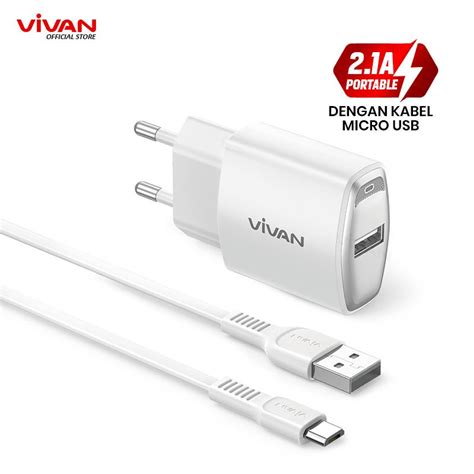 Jual Vivan Charger Power Oval Original A Free Kabel Micro Usb