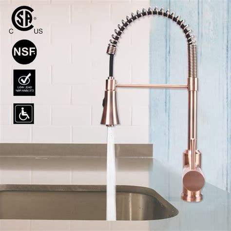 Copper Pre Rinse Spring Kitchen Faucet Single Level Handle And Pull