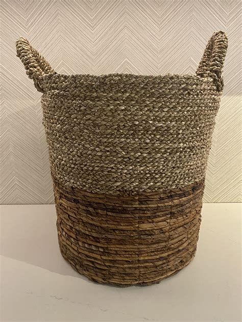 Zeegras Raffia Ronde Mand Natureltaupe Band Xl