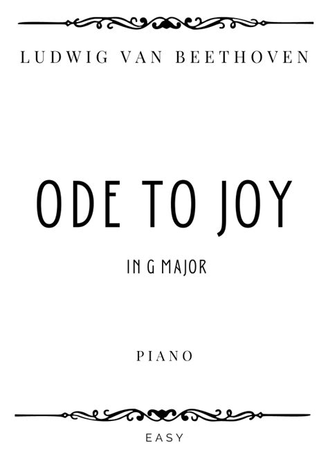 Beethoven Ode To Joy In G Major Easy Arr Piacere Music Sheets By