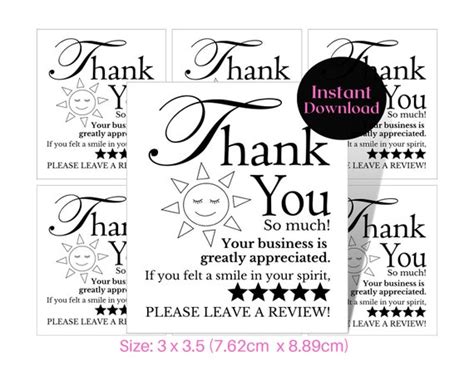 Customer Thank You Cards Printable Order Inserts Customer - Etsy