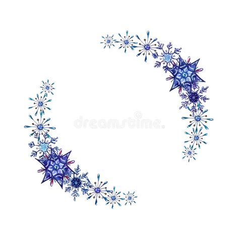 Hand Painted Christmas Watercolor Snowflakes Template. Stock Illustration - Illustration of ...