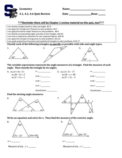 Triangle Angle Sum Worksheet E Street Light