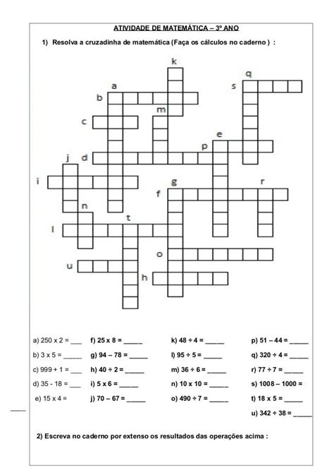 40 Atividades Cruzadinhas Matemáticas para Imprimir Online Cursos