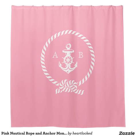 Pink Nautical Rope And Anchor Monogram Shower Curtain Zazzle