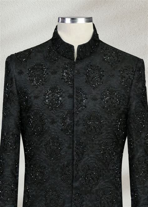 Buy Traditional Embroidered Black Sherwani Shameel Khan