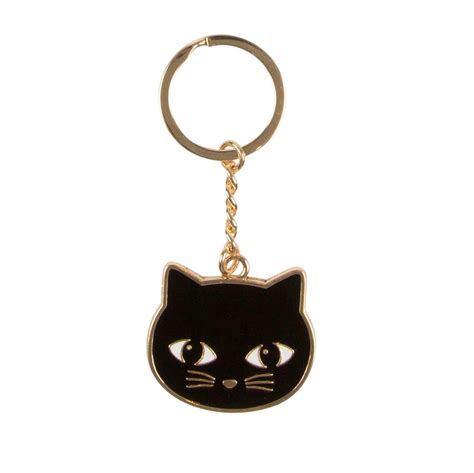 Black Cat Enamel Keyring