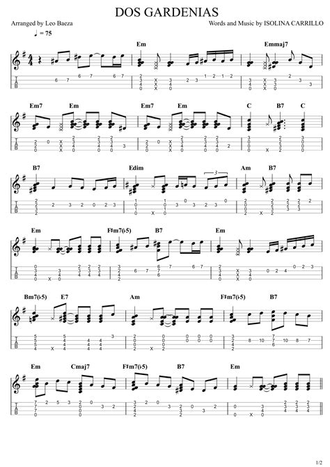 Dos Gardenias Arr Leo Baeza By Buena Vista Social Club Sheet Music