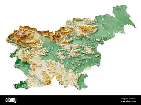 Slovénie Rendu 3D très détaillé d une carte de relief ombrée avec