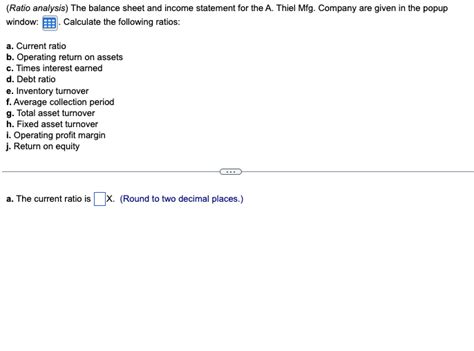 Solved Ratio Analysis The Balance Sheet And Income Chegg