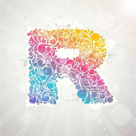 Colorful Pattern Alphabet Letter R — Stock Vector © Cozm 16525857