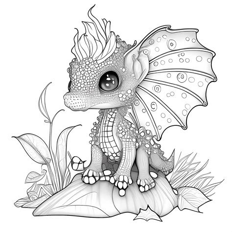 Premium Photo Whimsical Crystal Dragon Coloring Page With Adorable Wings