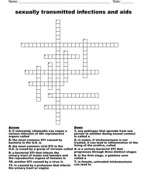 Sex Education Crossword Wordmint