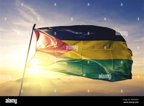 Benishangul Gumuz Region Of Ethiopia Flag Waving On The Top Sunrise