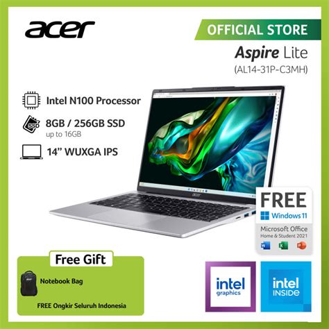 ACER LAPTOP ASPIRE LITE AL14 31P C3MH 14 WUXGA INTEL N100 RAM 8GB