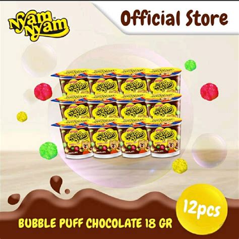 Jual Nyam Nyam Bubble Puff Chocolate 18gr X 12pc Dua Belas Pc