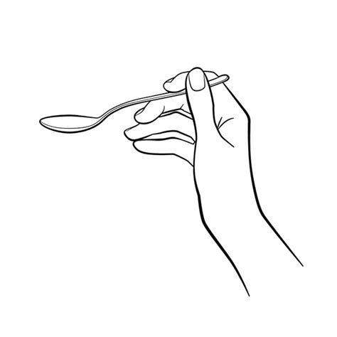 Continuous Line Drawing Of Hands Holding A Spoon Side View Of The Hand