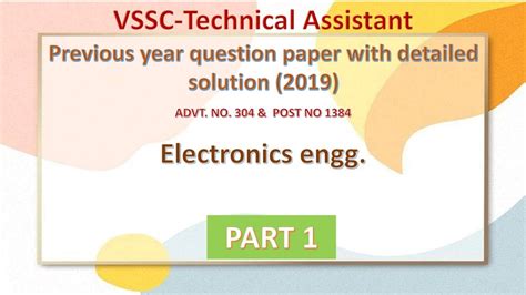 VSSC Technical Assistant 2019 Electronics Engg Previous Year Question