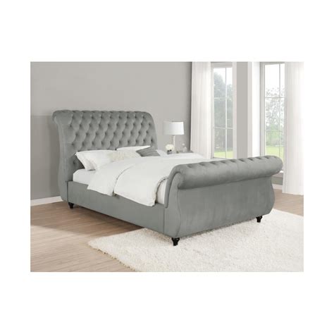 Chelles Queen Upholstered Sleigh Bed Grey