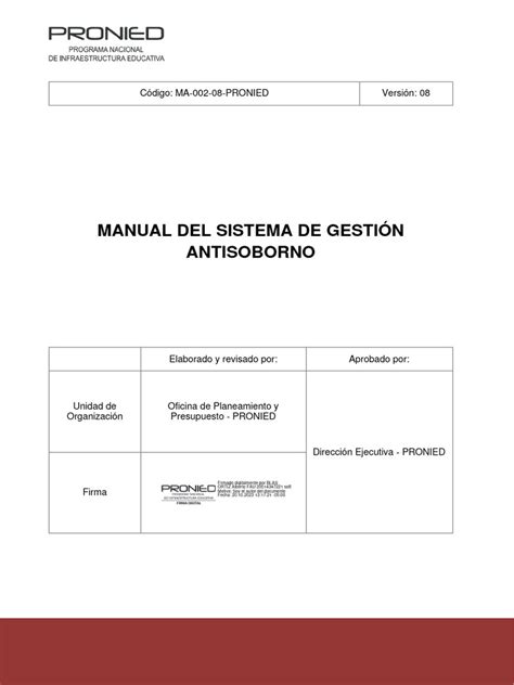 Manual Del Sistema De Gestion Antisoborno V8 20 10 2023 Pdf Análisis Foda Auditoría