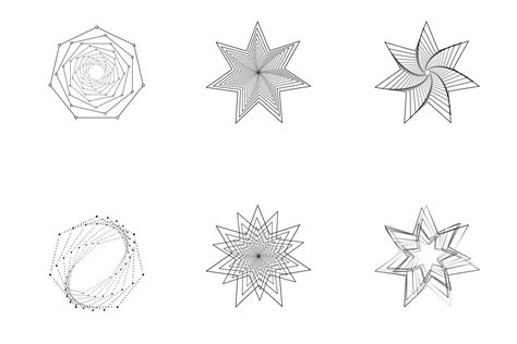 Set Of Spirals Stars Line Art Design Elements Line Abstract Patterns