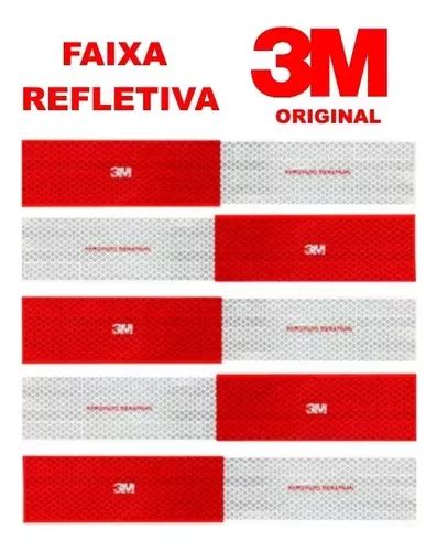 Kit 10 Faixa Refletiva Lateral 5x30cm Original 3m Cor Vermelho Branco