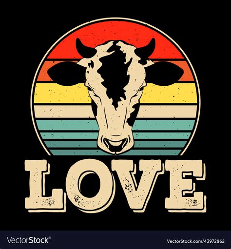 Funny cow lover retro vintage cow t-shirt design Vector Image