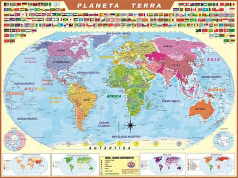 Mapa Mundi Politico Planeta Terra Laminado | LojaApoio