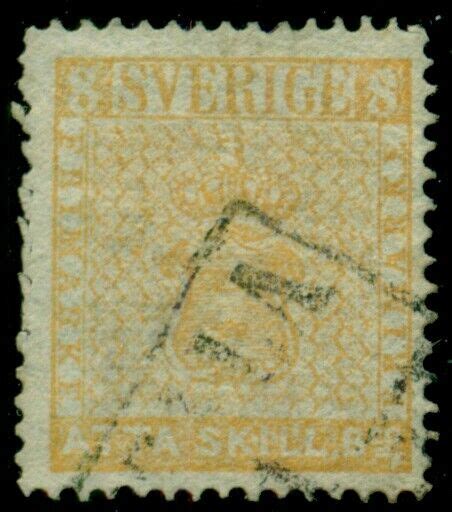 Sweden Sk Yellow Used A Few Natural Rough Perfs F Vf Scott