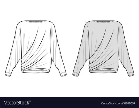 Woven Top Fashion Flat Sketch Template Royalty Free Vector