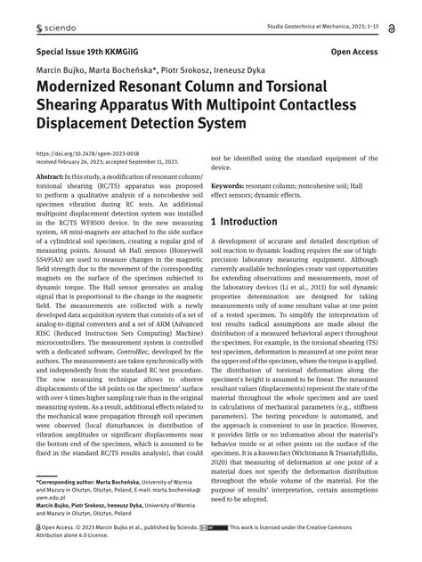 Pdf Modernized Resonant Column And Torsional Shearing Apparatus With