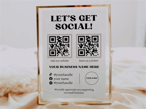 Social Media Sign Template Qr Code Sign Follow Us Sign For Business