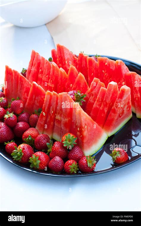 Wedding Watermelon Fruit Platter At A Buffet Stock Photo Alamy