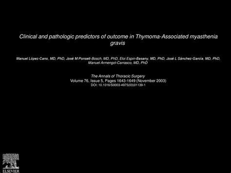 Clinical And Pathologic Predictors Of Outcome In Thymoma Associated