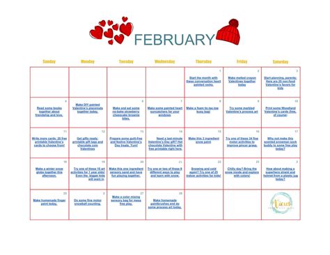 February Calendar of Activities for Toddlers and Preschoolers - Views ...