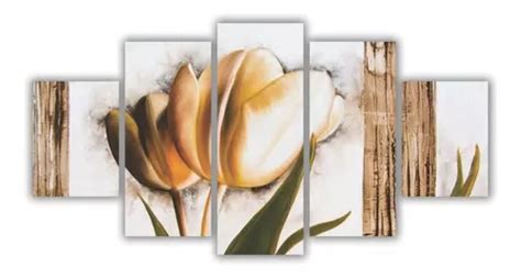 Quadros Mosaico Mdf Floral Flores Tulipas Em Sépia 115x60cm MercadoLivre