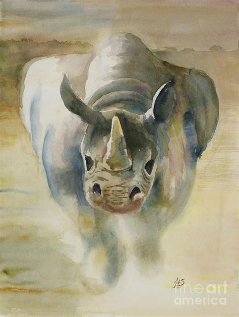 Charging Rhinoceros Drawing