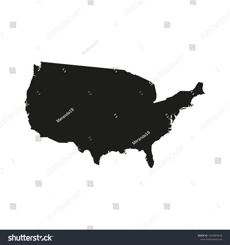 Black Silhouette United States America Map Stock Vector Royalty Free