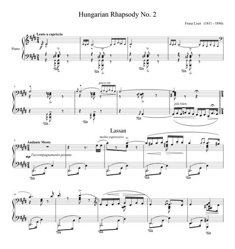 Liszt Hungarian Rhapsody No 2 Sheet Music For Piano Download Free In Pdf Or Midi