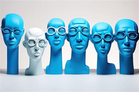 Grupo De Ilustraciones De Figuras Innovadoras En Un Azul Nico Que